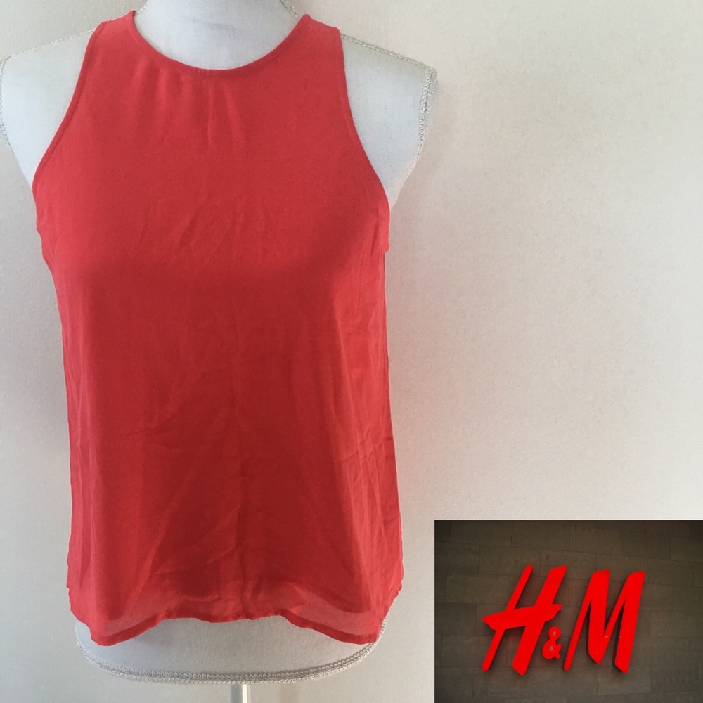 Divided Coral Elevated Lined Tank Top